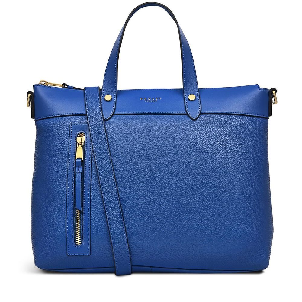 London Ziy Medium Leather Ziptop Satchel Bag, Cobalt -_-
